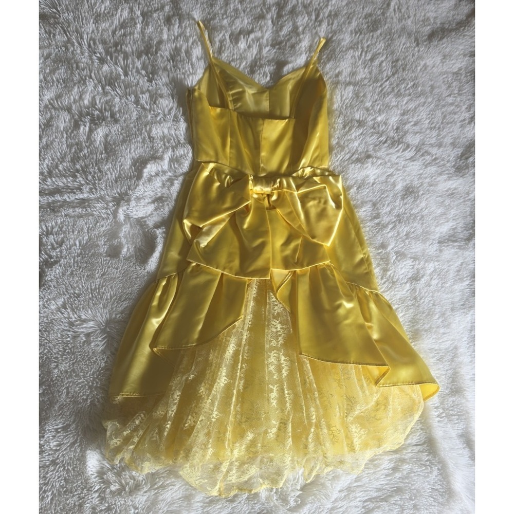 Vintage An Original by Hazel Hammer 80's Prom Satin & Lace Yellow Dress- S - Picture 3 of 12